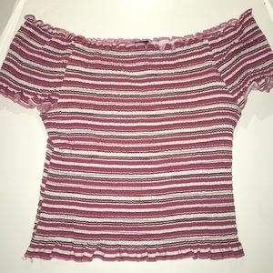 Off the shoulder crop top.